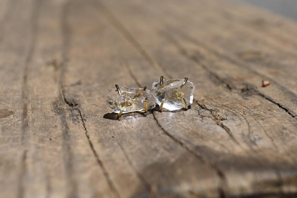 Large Lake County diamond earrings 18k gold plate over 925 sterling silver